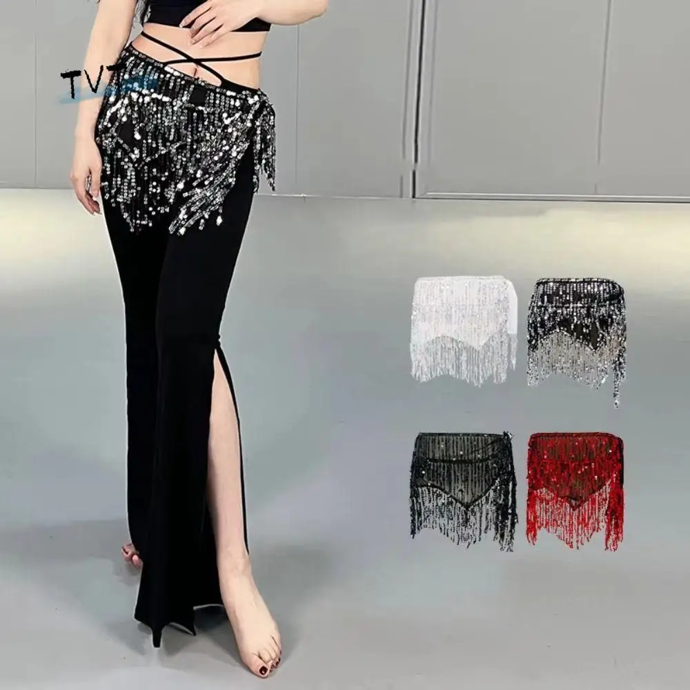 반짝 이는 스팽글 밸리 댄스 힙 스카프 술 반짝 이는 댄스 스커트 허리 벨트 우아한 인도 스타일 여성 허리 체인 파티