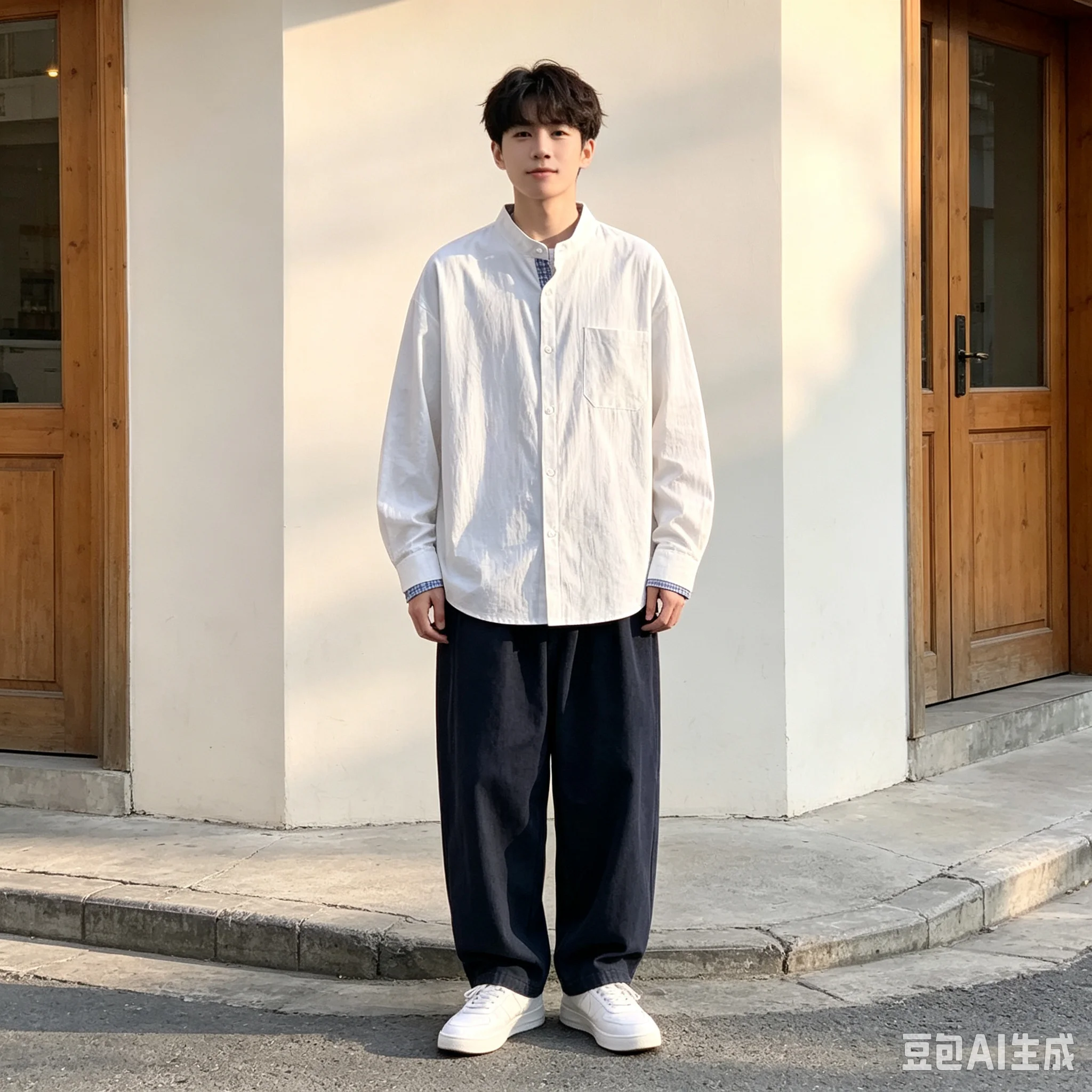 New long sleeved shirt for men with a high-end feel, simple and casual commuting, versatile shirt jacket