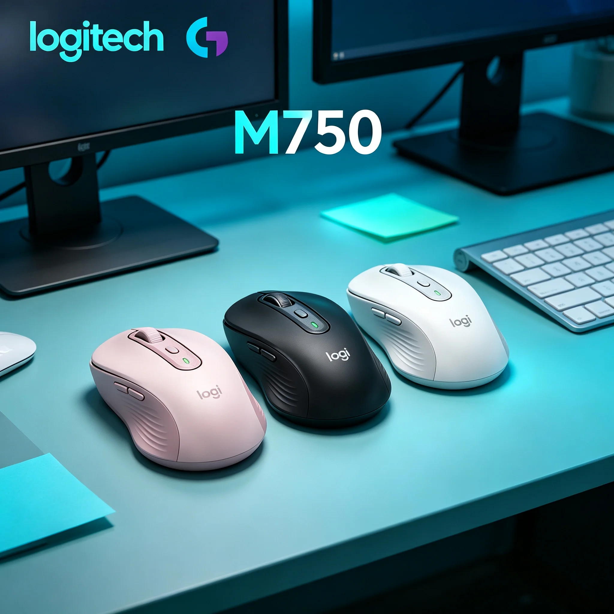 Logitech M750 Bluetooth Wireless Optical Mouse Support 3 Devices Simultaneous Switching Comfort Grip Mice for Home & Business Wo