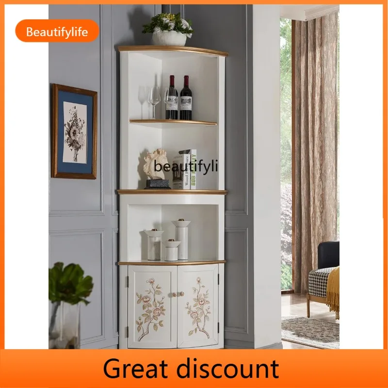 

QQ45 Угловой треугольный шкаф в европейском стиле Угловой винный шкаф с росписью в американском стиле Французский шкаф для сувениров