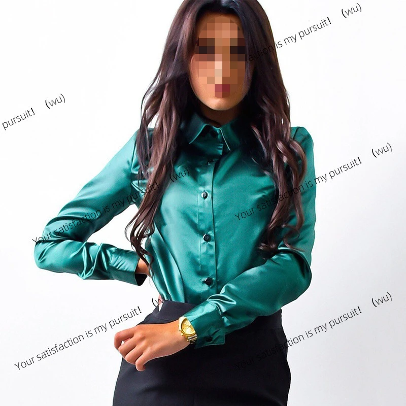 ZOCI-women's shirts, spring and autumn new clothes, girls' satin shirts, long-sleeved button-down tops