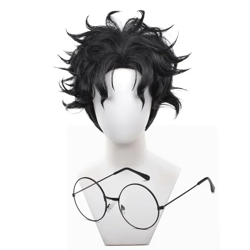 Peruka Cosplay Anime Dandadan Ken Takakura Czarna Krótka Kręcona 30cm Okulary Okarun Momo Impreza dla Kobiet Mężczyzn Rekwizyt Ayase Halloween