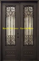 Home Make in China Wrought Iron Double Entry Doors Used Wrought Iron Safety Door Gate Windows Design for Home 6