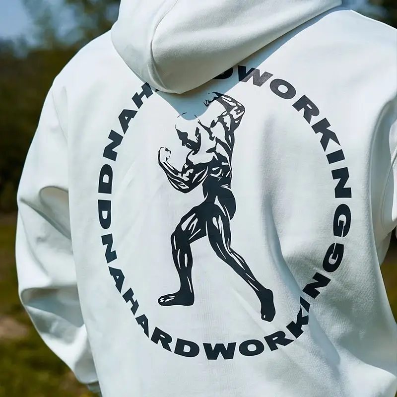 

American Autumn and Winter Printed Pure Cotton Coat 2025 Retro Loose New Hooded Fashionable High Street Sweatshirt Top