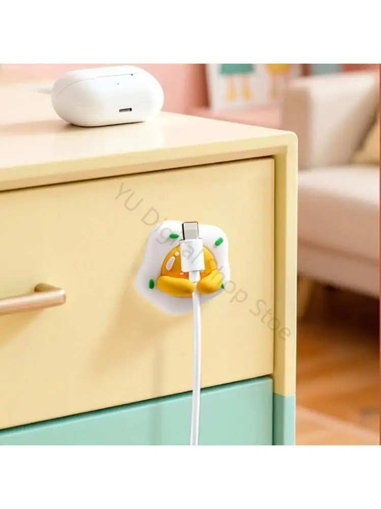 96BA 4Pcs Adhesive Cable Holder for Desk Cable Control and Bedside Cord Storage