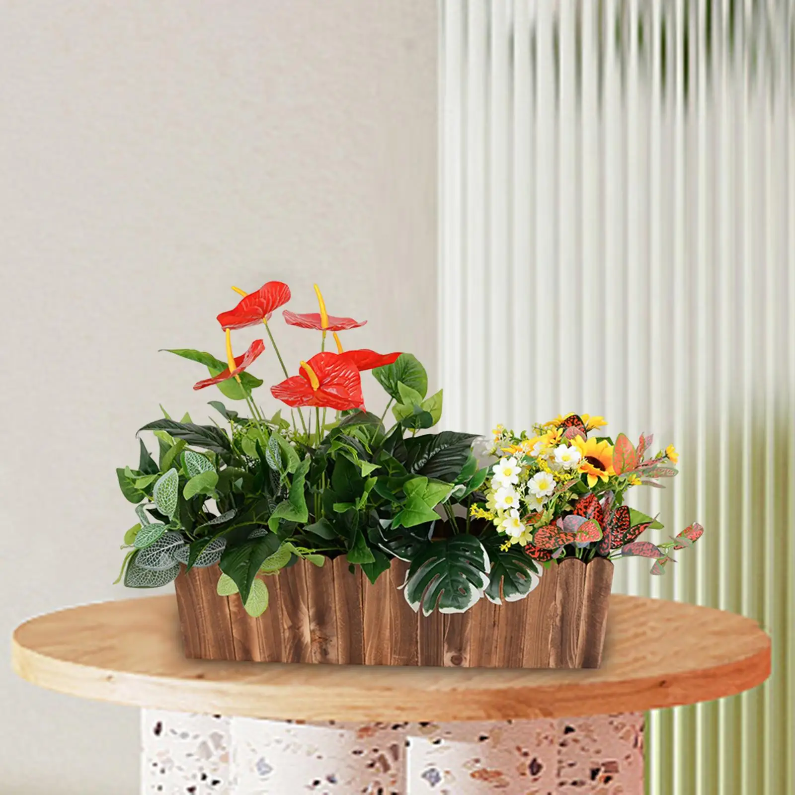 Wooden Flower Pot Wooden Box Rectangular Outdoor Accessories Home Art Decoration