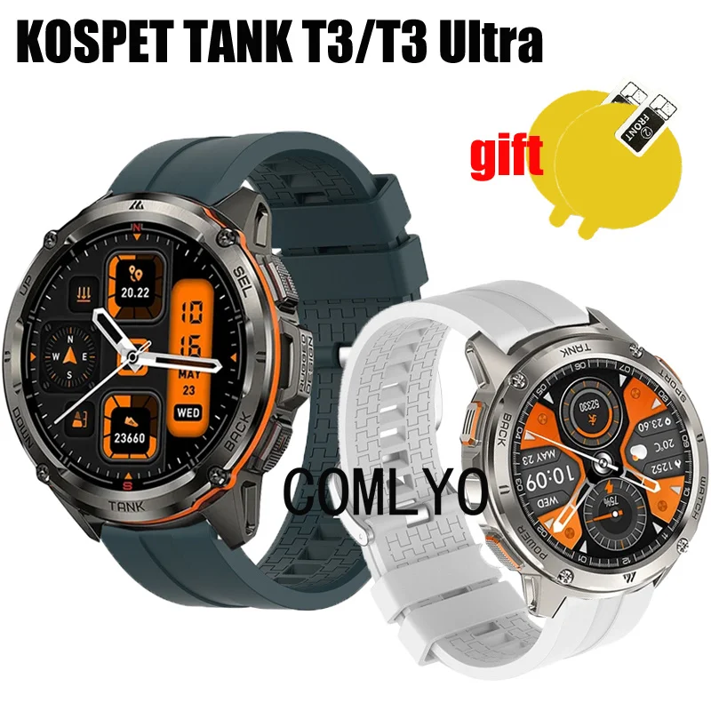 For KOSPET TANK T3 t3 Ultra Strap Band Belt Smart watch Silicone Women men Bracelet Screen protector film 