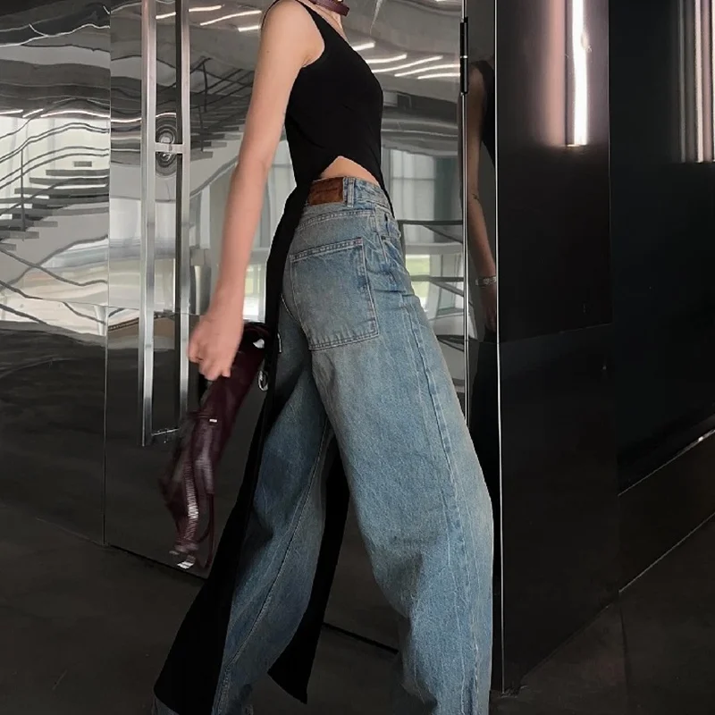 لاموسا لانگ ٹینک ٹاپس y2k کپڑے خواتین کے آرام دہ اور پرسکون ٹھوس رنگ بغیر آستین کے غیر متناسب ہیم ٹی شرٹ بنیان 2000 کی دہائی کے کپڑے اسٹریٹ ویئر