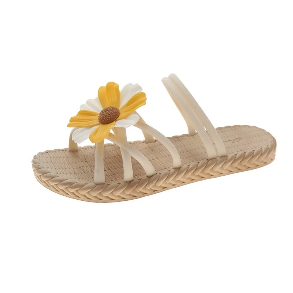 

Roman Style PVC Flower Flats Slippers Anti Slip Bohemian Style Slippers for Women Fashion Daisy Flower Slides Sandals Beach