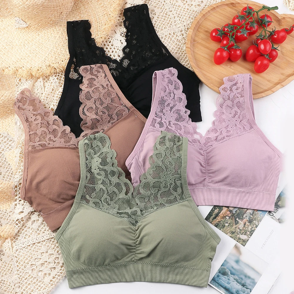 Woman Sport Brassiere Beauty Back Tank Top Push Up Bra Breathable Padded Seamless Plus Size Lace Underwear Sujetadores Sexys