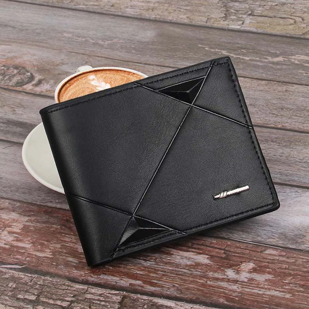 

Portable PU Leather Men Wallet ID Card Cover Cash Clip Short Coin Purse 3 Folds Thin Business Card Holder Men