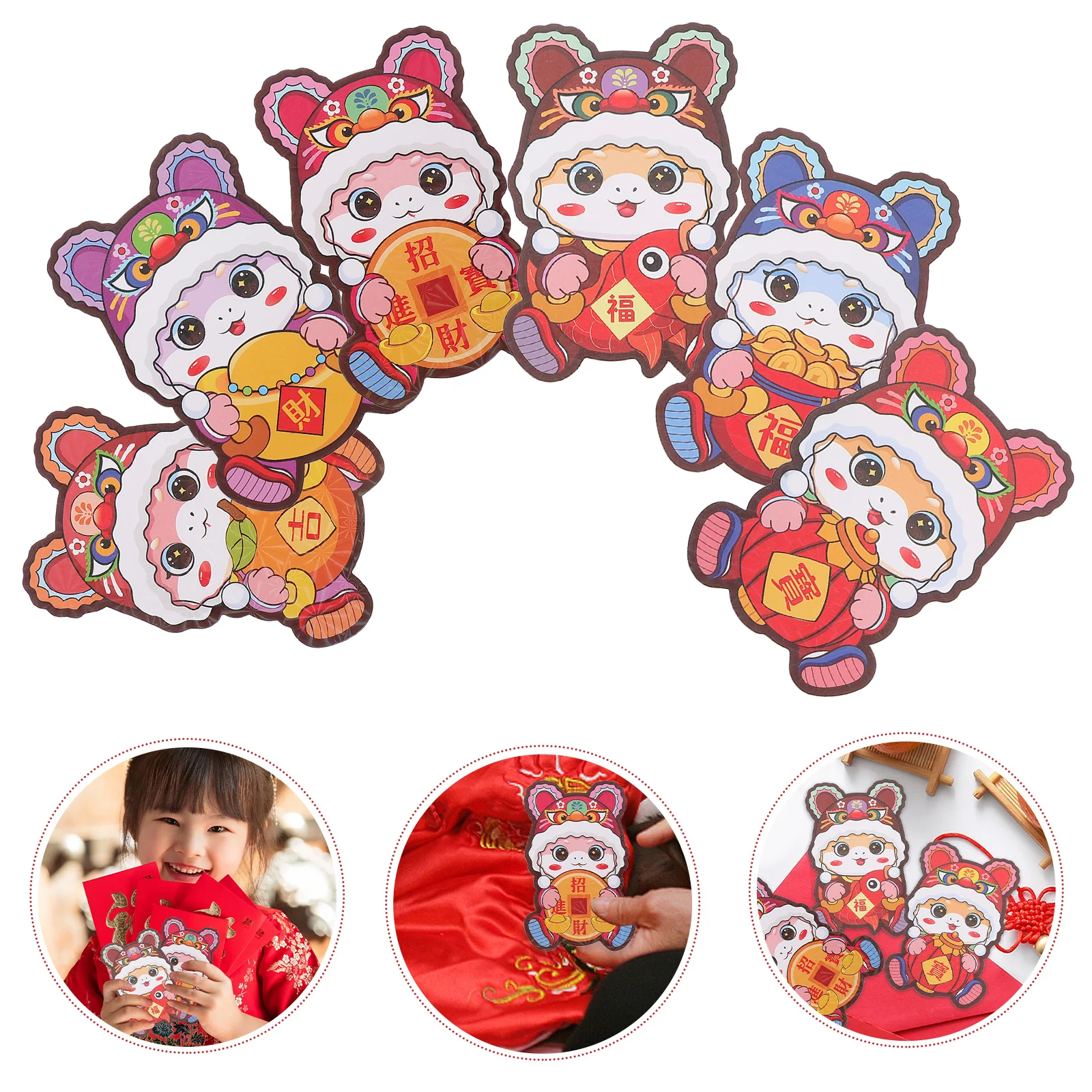 

30pcs 2025 Year Of The Snake Cartoon Red Envelopes 3D Design Kids Family Friendly Large Capacity Sturdy Paper Lucky Money