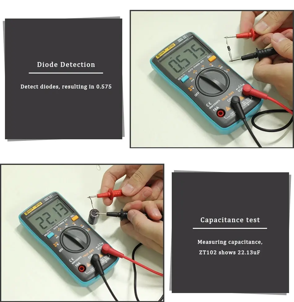 BSIDE Digital Multimeter Voltage Tester Multimetro With Continuity Frequency Resistance Capacitance Temperature Diode Test