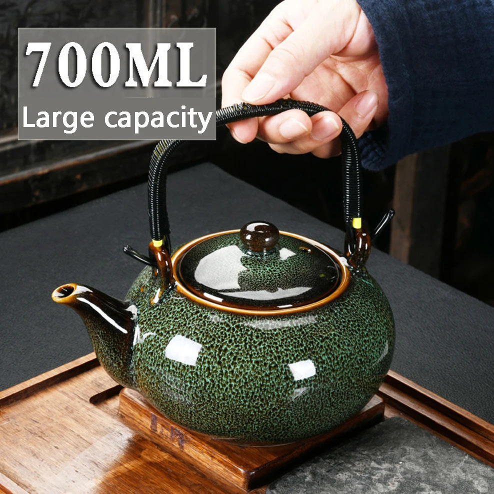 700ML Ceramic Teapot Home Handle Pot Tea Room Accessories Kiln Change Tea Pot For Tea Brewing In Mug Beauty Health Tea Set