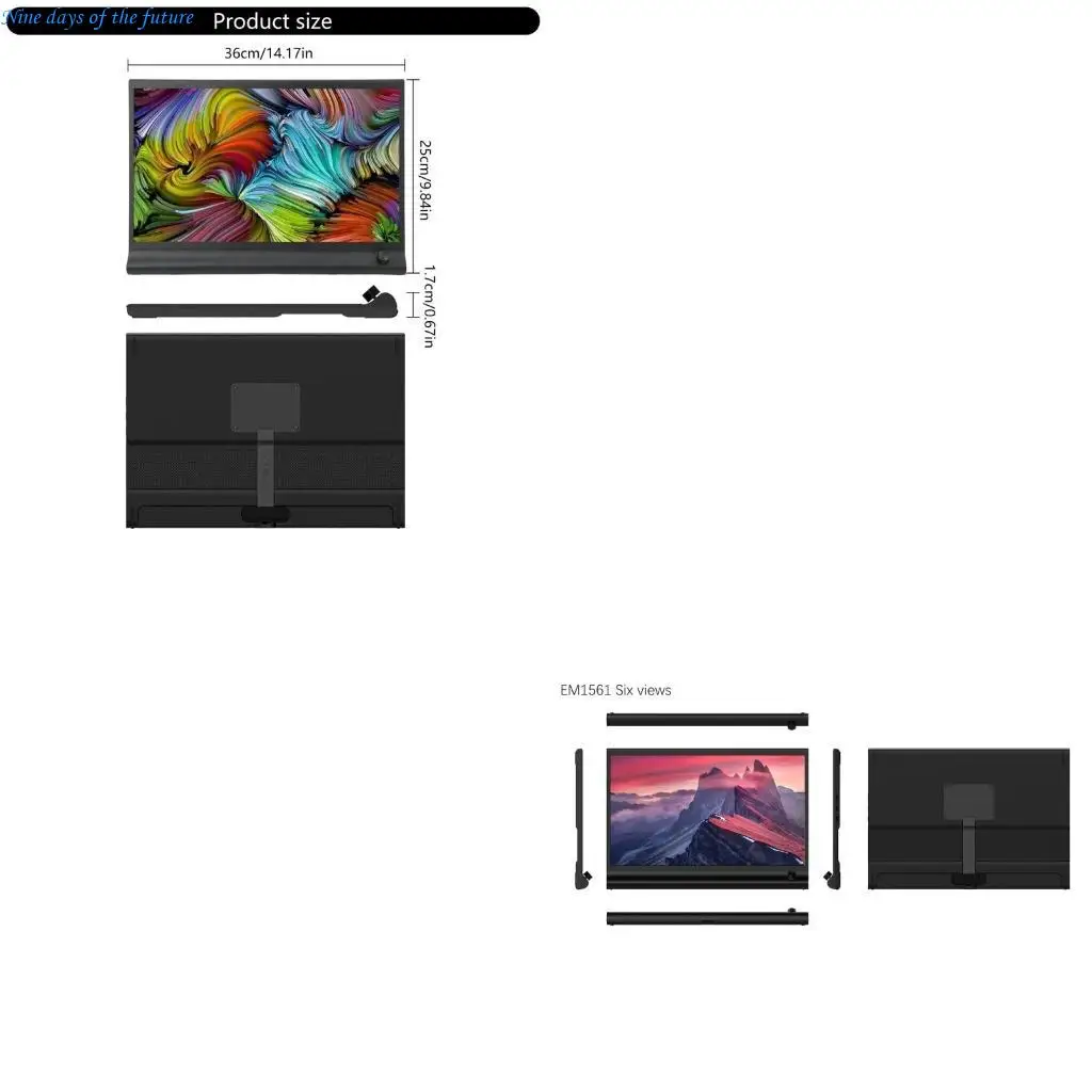 

15,6-дюймовый удлинитель для монитора ноутбука 1080P, двойной удлинитель для экрана ноутбука, разъем типа C E65A