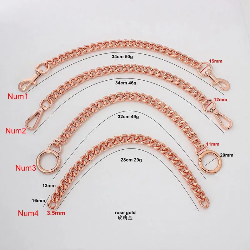 30/60/100/120cm Rose gold Luxury Aluminum Chain Handbag Strap Anodized Colored Chain for DIY Accessories Women Bags view 2
