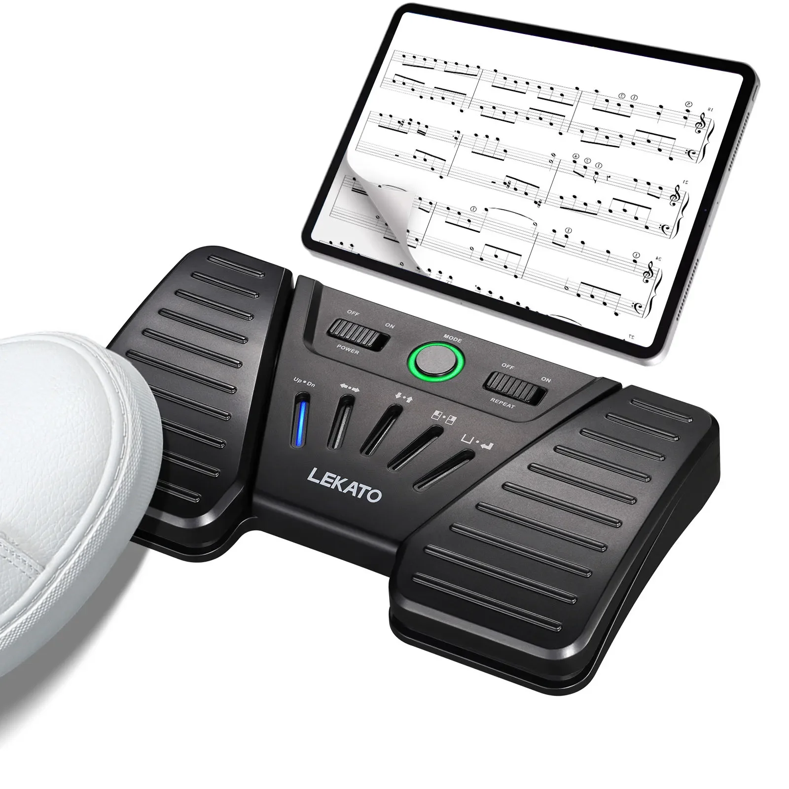 Lekato Tablets, Phones, Sheet Apps Wireless Foot Pedal 7-Mode Bluetooth Page Turner for Ios/android, Rechargeable Controller
