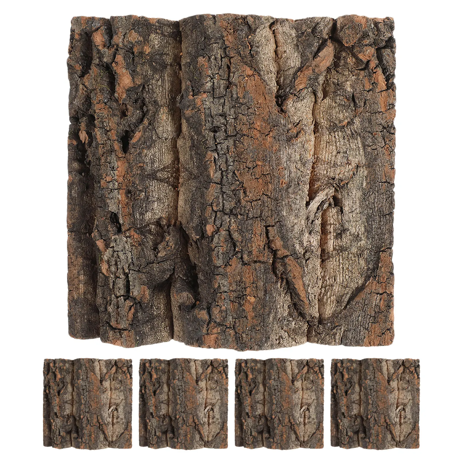 

5pcs 15x15cm Natural Cork Bark Flat Reptile Terrarium Background Decor Artificial Bark Reptile Basking Platform Bark Decoration