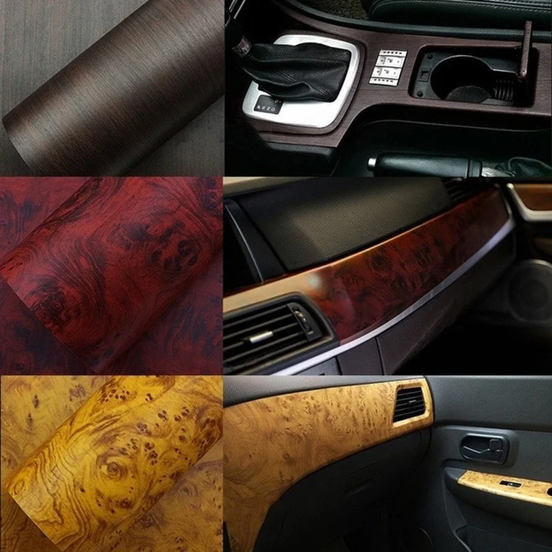 30x100cm Car Protection Sticker Self-adhesive DIY Film Interior Car Decoration Sticker High-gloss Wood Grain Decal Accessories