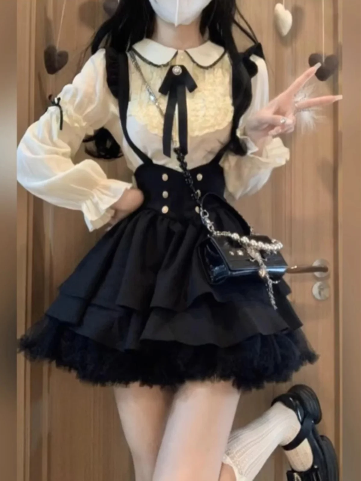 

Princ Sle irt And Skirt Set Sweet And Spicy Two-Piece Doll Collar Women's Faion Ensemble for Young Adults