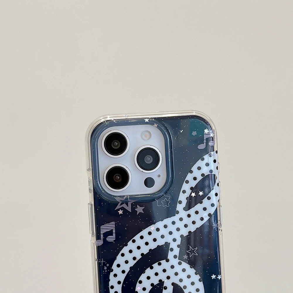 Urocze koreańskie etui na telefon z motywem muzycznym INS, artystyczne, z nutami, kreskówkowe, kreatywne, muzyczne, na iPhone 14 15 16 Pro Max 13, miękkie, odporne na wstrząsy.