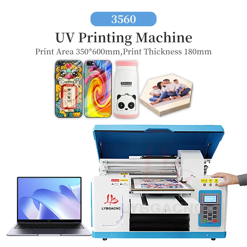 LY 3560 UV Flatbed Printer USB Interface Suitable for Metal Leather Acrylic Wooden Box Textile Crystal Labels Printing Machine