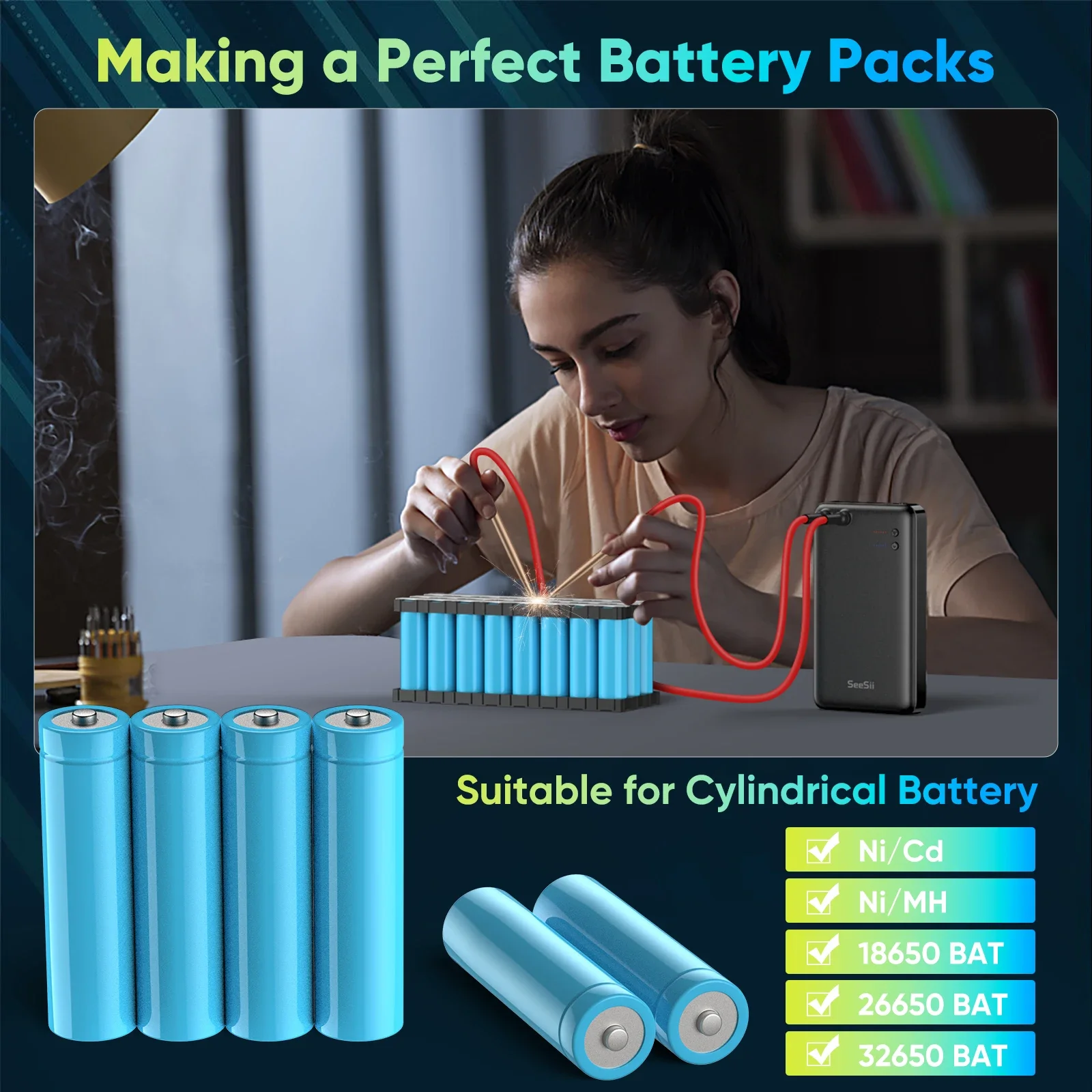 Saldatrice a punti fai da te saldatrice a punti 5000mAh per saldatura MAX 0.15mm strumenti di riparazione di strisce di nichel saldatrice di