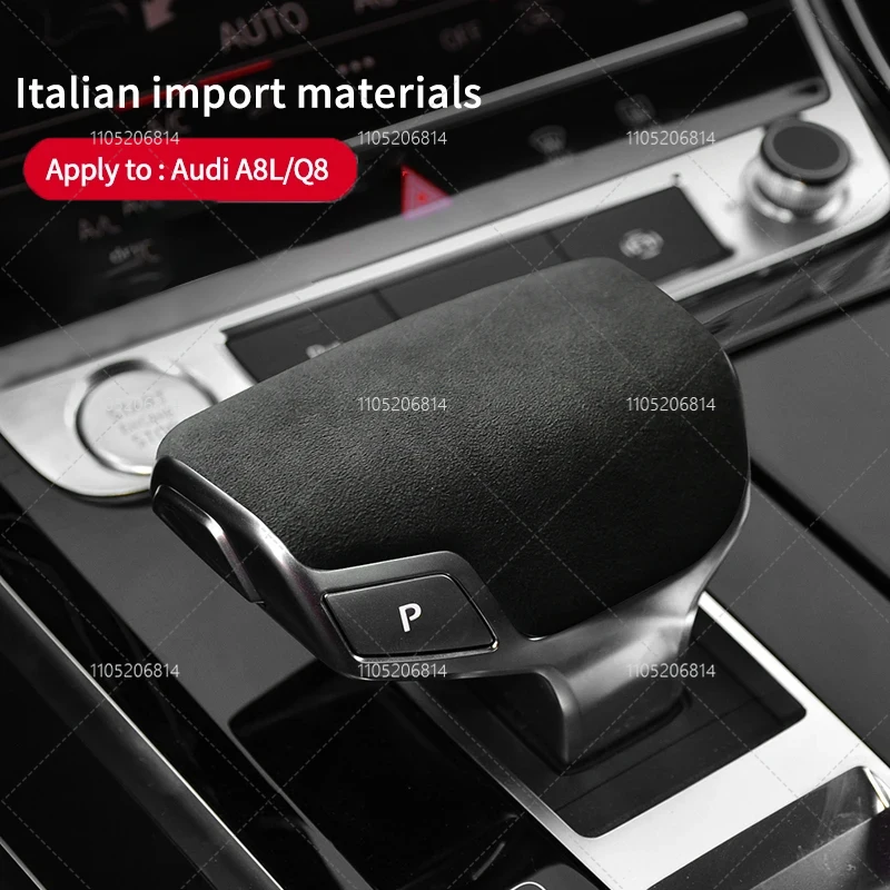 Ultrasuede Top Suede Wrap Car Gear Shift Knob ABS Trim Cover Sticker For Audi A8 D5 4N 2018 2019 Q8 Interior Accessories