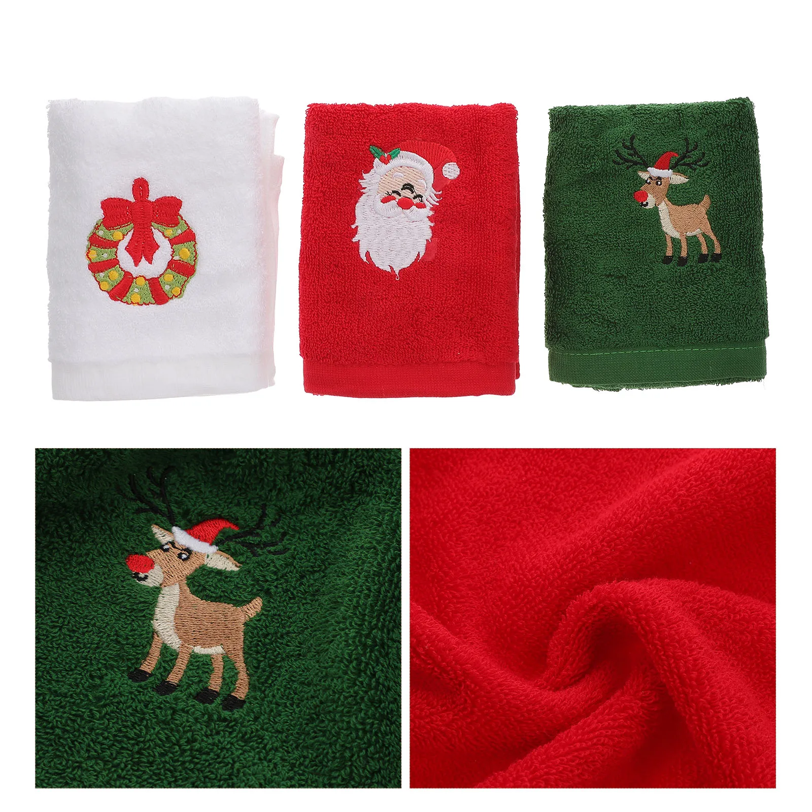 

6pcs Christmas Face Towel Cotton Hand Towels Facial Washcloth Durable For s Adults Absorption Bathroom