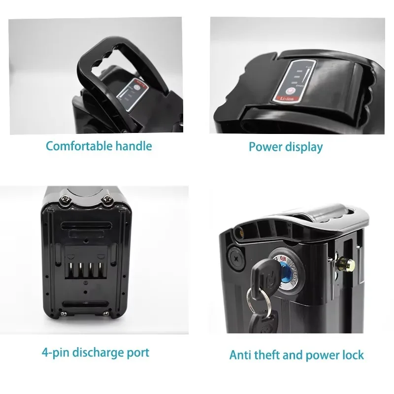 

36V/48V 12Ah-20Ah 18650 Lithium Rechargeable Battery for Bafang Silverfish 750W 1000W Engine Kit - with BMS & 2A Charger