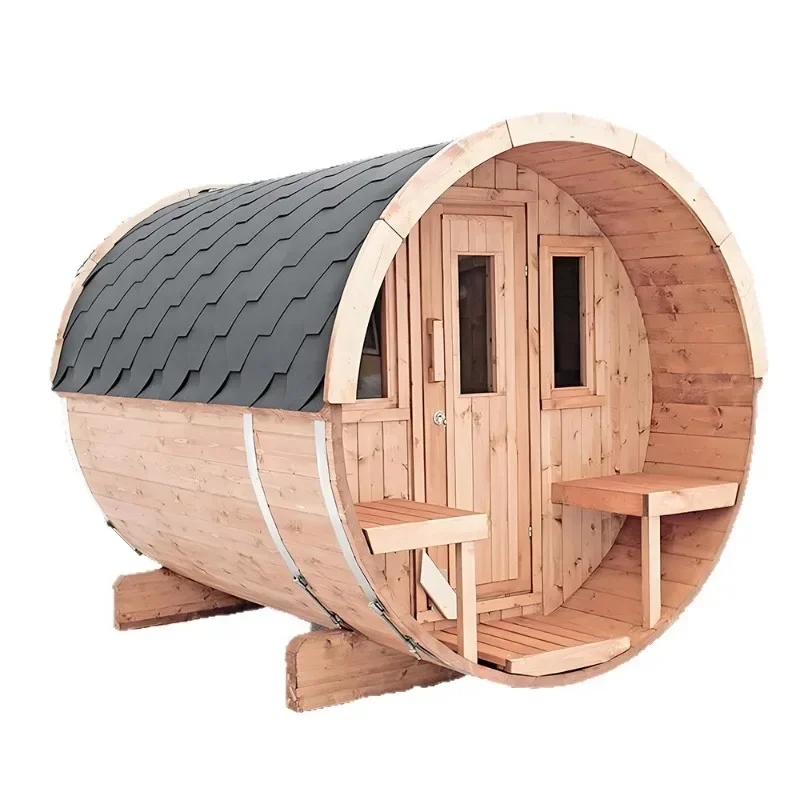 Cross-modern design, drum-type solid wood sauna, multi-size production, multi-heating method, optional solid wood house