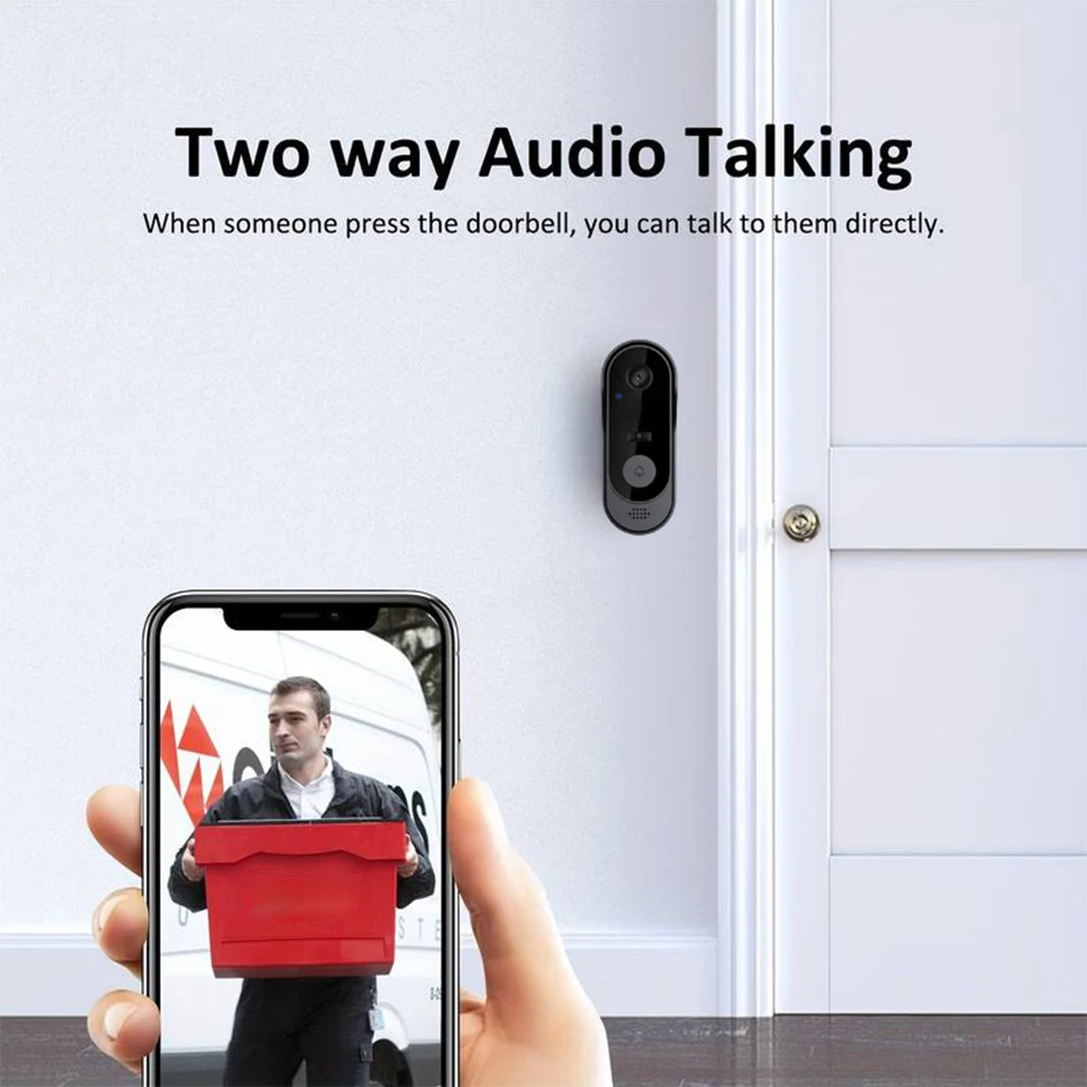 Wireless Video Doorbell with Chime 2-Way Talk Wireless Visual Intercom Doorbell Night Vision Indoor Outdoor Surveillance