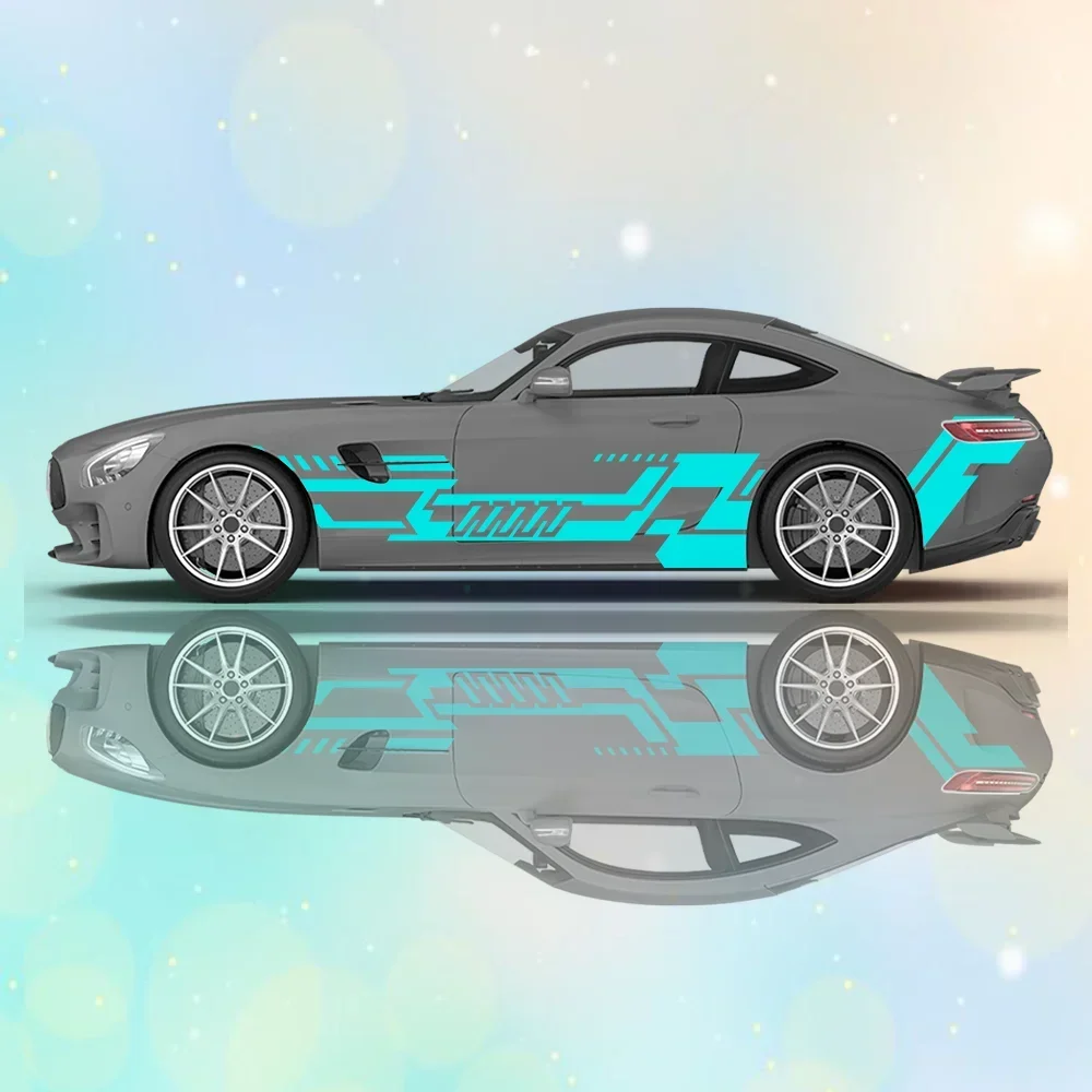 

Gradient Lines Route Design Car Side Sticker Decor, PVC Waterproof Scratch Resistant Decal,Car Protection, Auto Accessories Gift