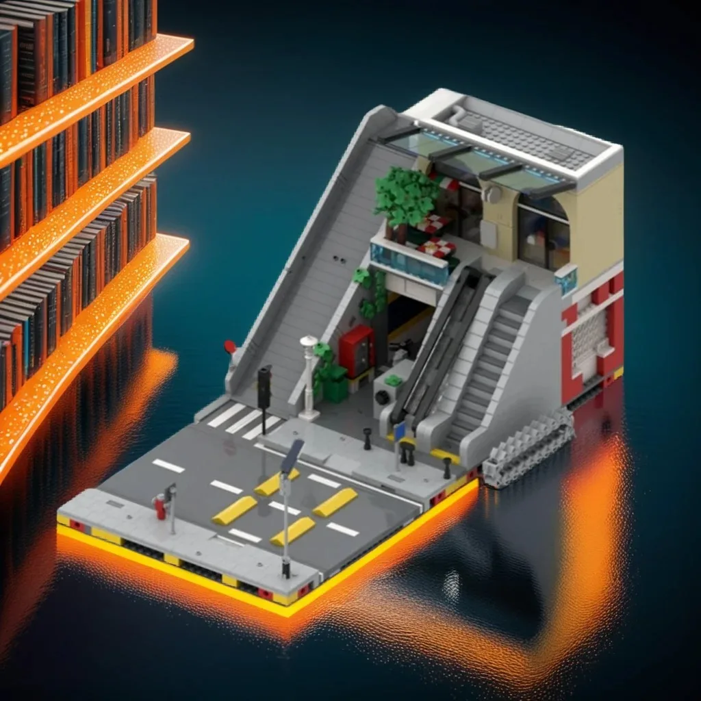 

1907pcs MOC Subway Entrance and Little Mall DIY Vibrant Street Scene,Toy Birthday Building blocks Gift