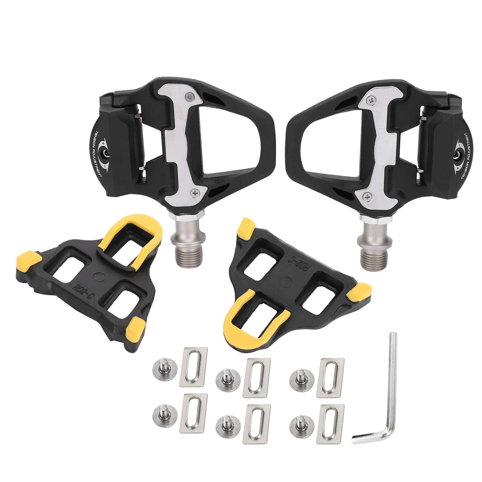 

Bike Pedals for SPD-SL, Aluminum Alloy Road Bike Self-Locking Pedals with Cleats for Mountain Biking, and Correct Positioning