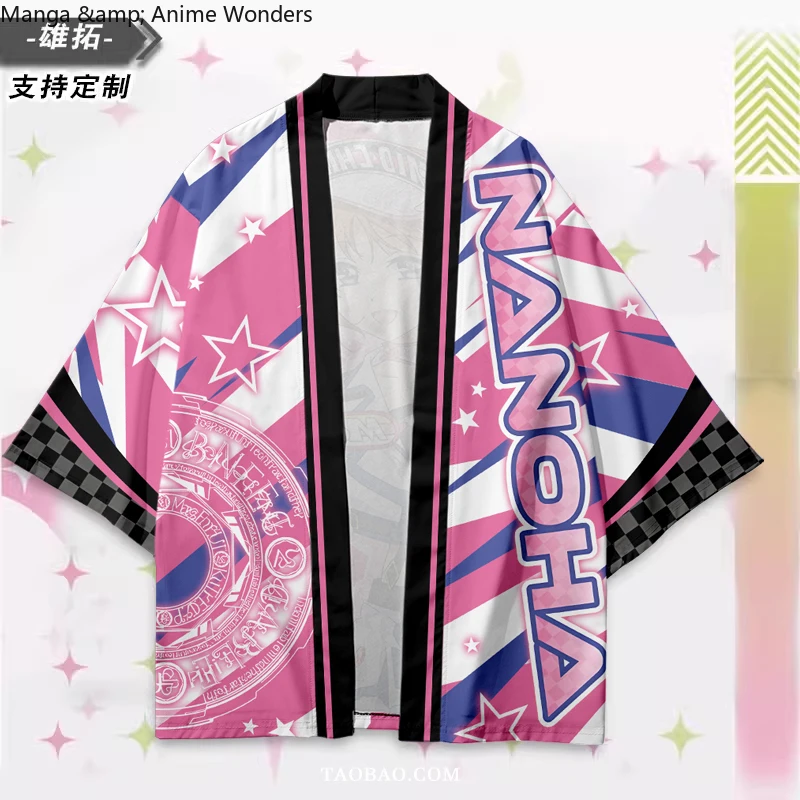 Tops juego chica mágica lírica Nanoha Hayate Yagami destino Testarossa Harlaown Cosplay Haori abrigo protector solar ropa regalo de cumpleaños