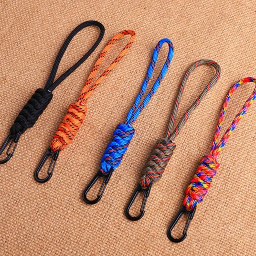 2pcs New High Strength Self-Defense Key Ring Paracord Document Keychain Lanyard Rotatable Buckle Parachute Cord