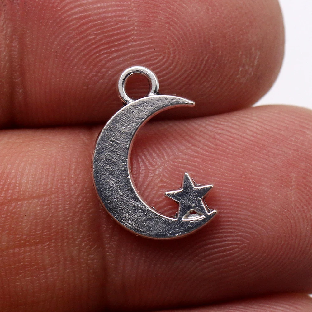 

50pcs Alloy Pendant Charms Diy Jewelry Making Accessories Moon Star Shape For Necklace Bracelet Keychain Dangle Scrapbooking