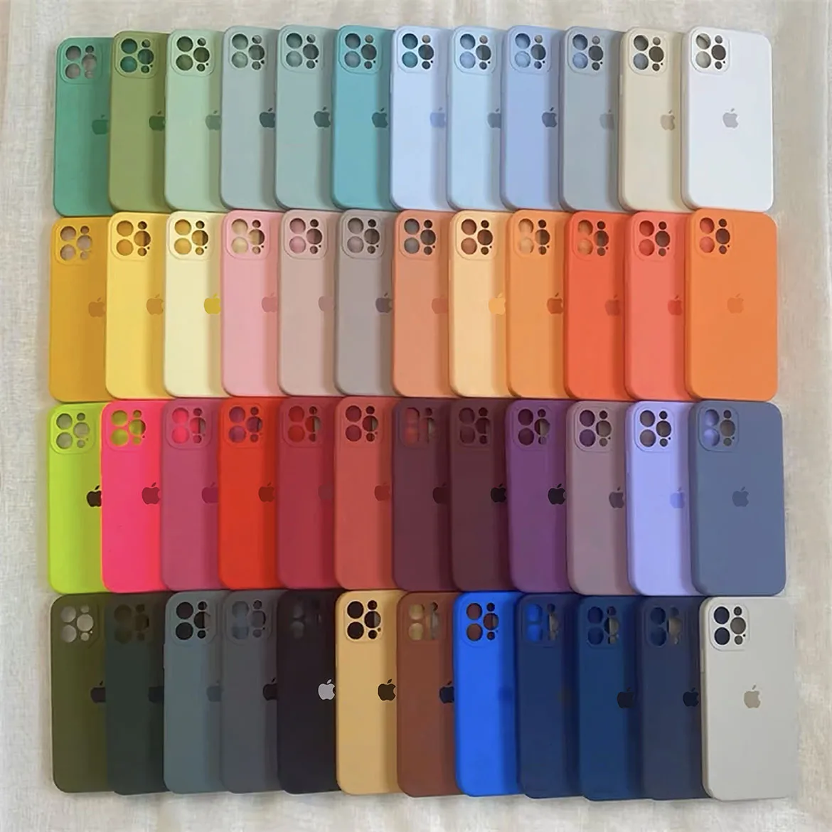 Original Liquid Silicone Phone Case for iPhone 16 15 14 13 12 Pro Max Apple Logo Cases for iPhone 12 13 15 16 Pro Full box Cover