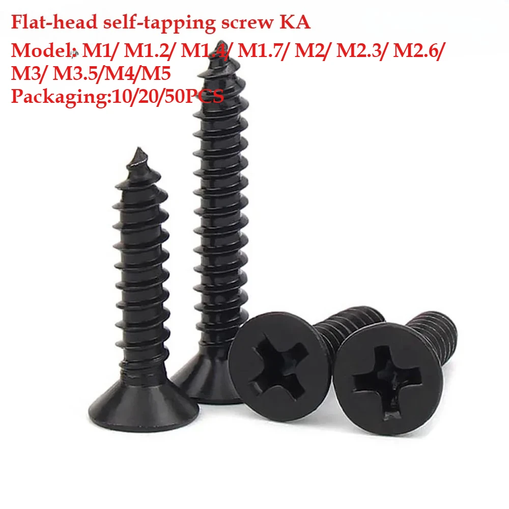 

M1 M1.2 M1.4 M1.5 M2 M1.7 M2.2 M2.6 M3 M3.5 M4 M5 Cross Countersunk Flat Head Self-tapping Black Phillip,s Carbon Woodworking