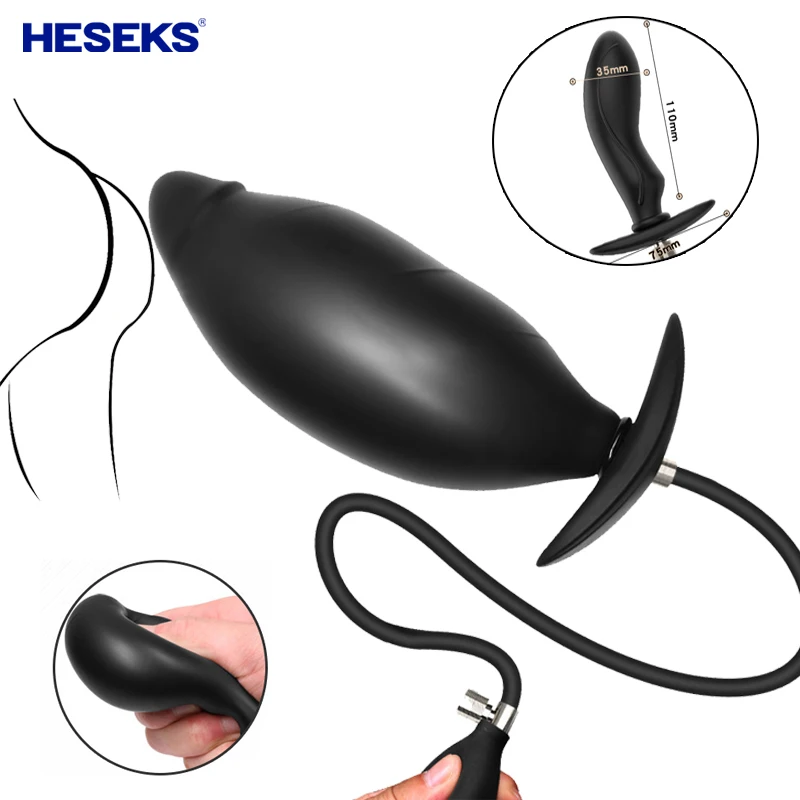 HESEKS Inflated Anal Dildo Adult Sex Toys For Women/Man Dilator Prostate Massage Anal Plug No Vibrator Anal Toys Big Butt Plug