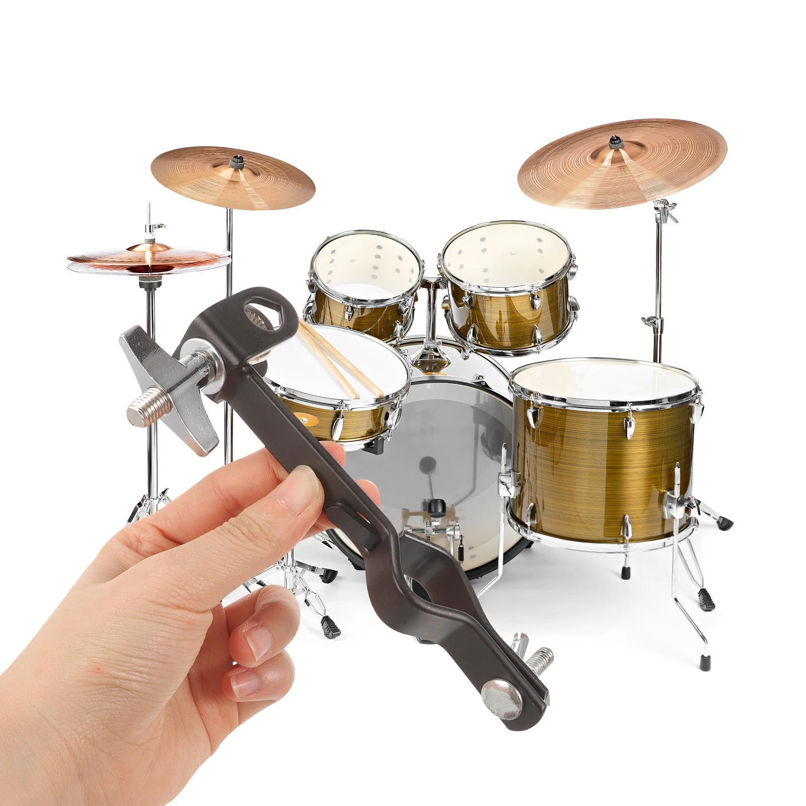 

Adjustable Cowbell Bracket Metal Mount Clip For Drum Set Holder Ratchet Design Drumming Hardware Secure Clamp Textured Surface