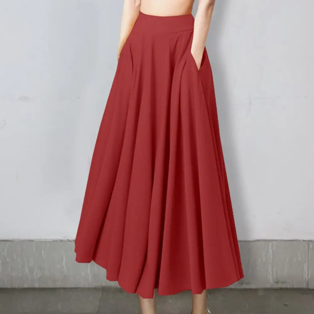 

Women Long Skirt Fashion Casual Elegant High Waist Pleated Maxi Skirt Clothing Vintage A-line Loose Long Skirts