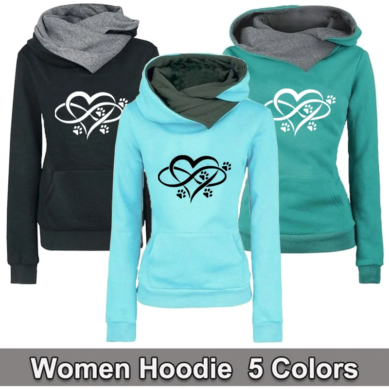 

Autumn And Winter Fashion Print Hoodies Lapel High Collar Long Sleeve Hooded Sweatshirts Casual Pullover Tops Sweater