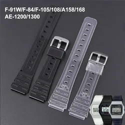 18mm Watch Strap for Casio F-91W/F84/F105/108/A158/168 AE-1200/1300 Transparent Colorful Silicone TPU Band Bracelet Accessories