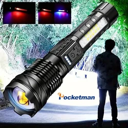 Linternas recargables de altos lúmenes, linternas LED tácticas superbrillantes de 7 modos, luz de Flash impermeable, antorcha con Zoom de alta potencia