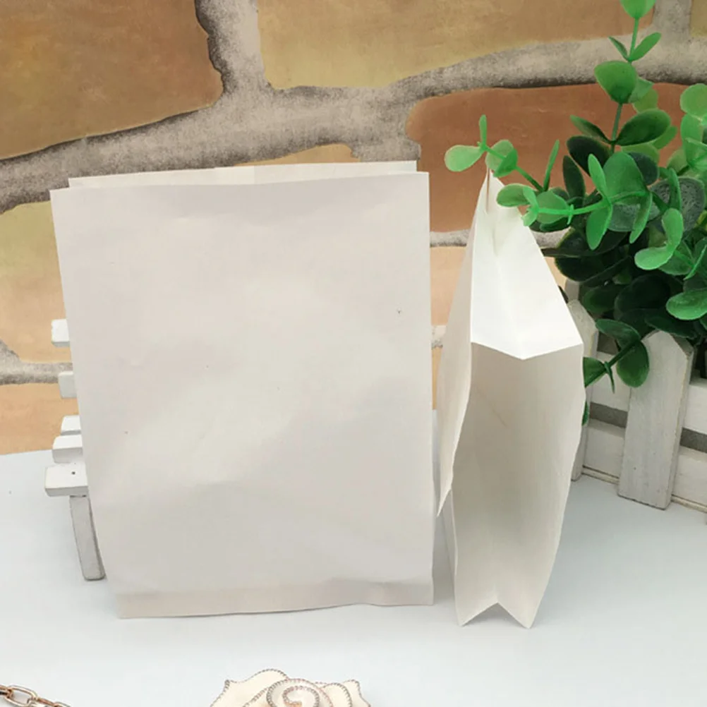 100pcs/set White Proof Kraft Paper Bag Fried Chicken French Fries Baking Food Bags Packing Grease Proof Pouches Bag