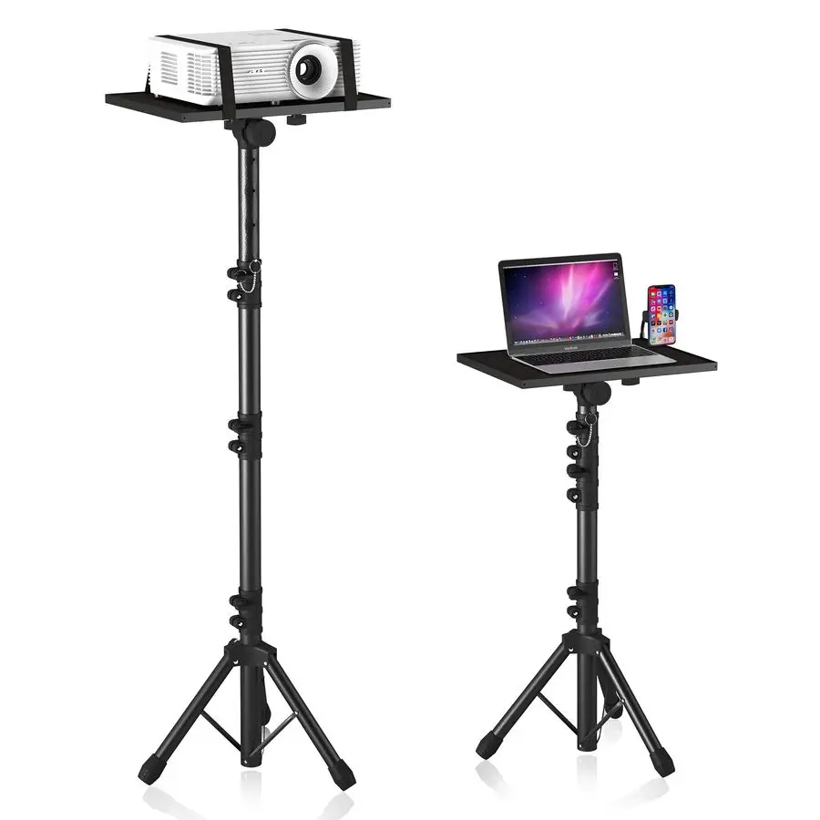 

Stand Tripod Adjustable, Laptop Height from 23.5 to 63.5 inches with Gooseneck Phone Holder, Floor for Office, Home, Stage, Stud
