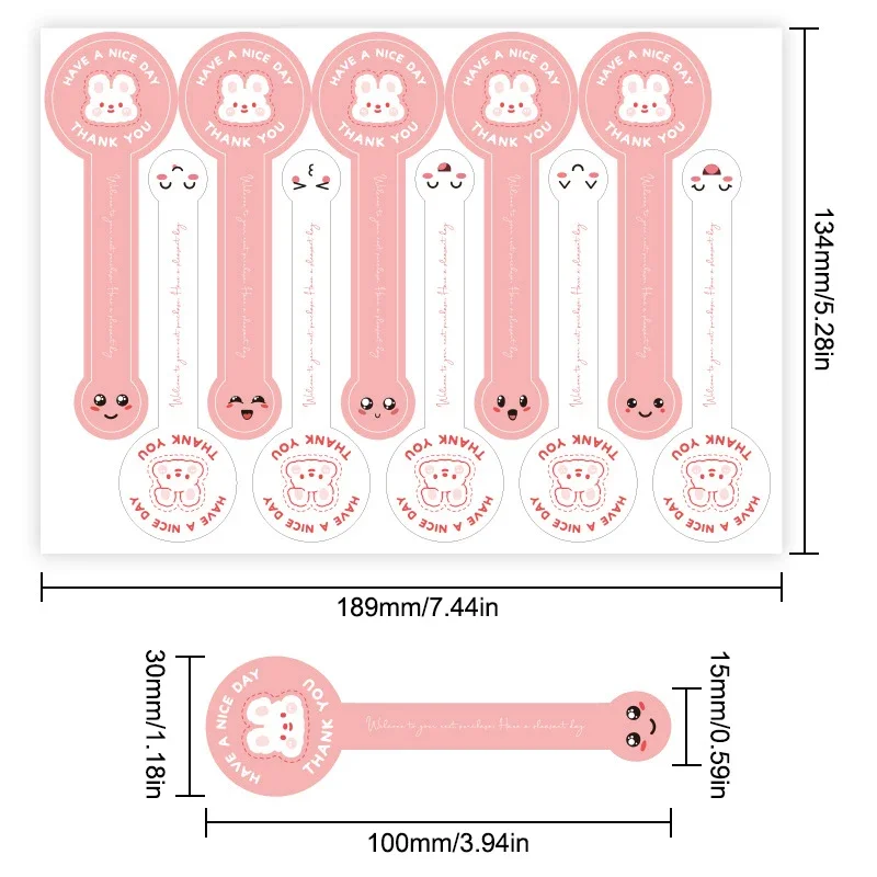 100pcs Long Strip Self-Adhesive Handmade Stickers Packaging Sealing Labels for Biscuit Cake Baking Decoration Box Seal