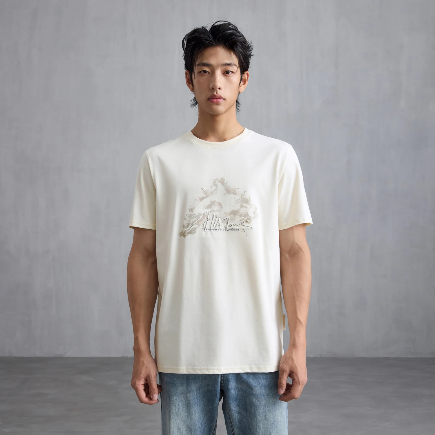 Hailan Home's Black Whale Pattern Short Sleeve T-Shirt Men's Summer New round Neck Casual Short T-shirt Youth Popular Cotton ...
